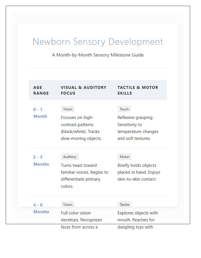 Newborn Sensory Development Printable Chart