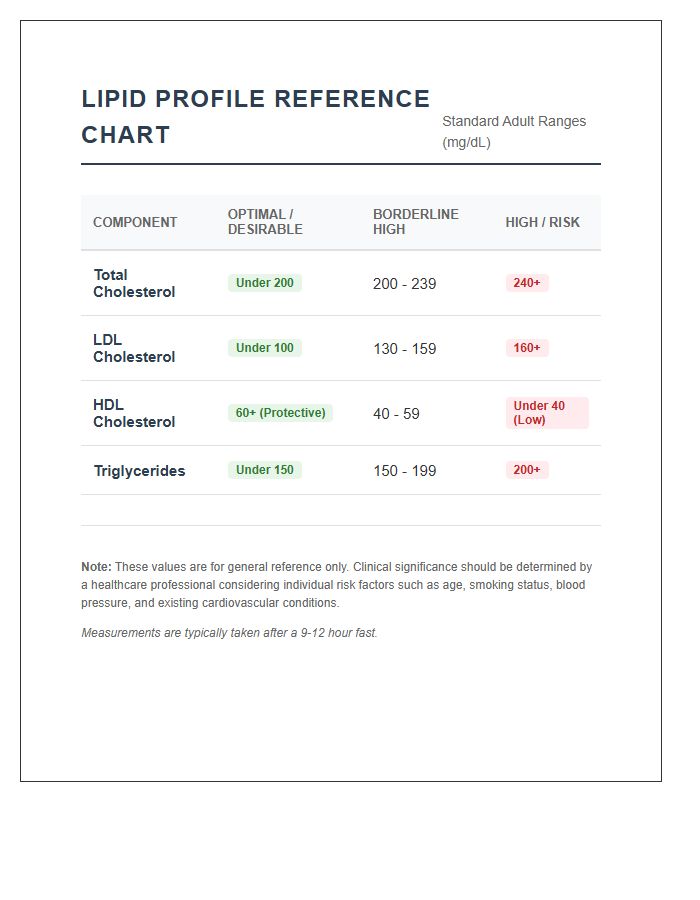 Printable Lipid Profile Reference Range Chart