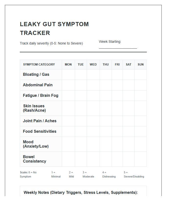 Printable Leaky Gut Symptom Tracking Chart