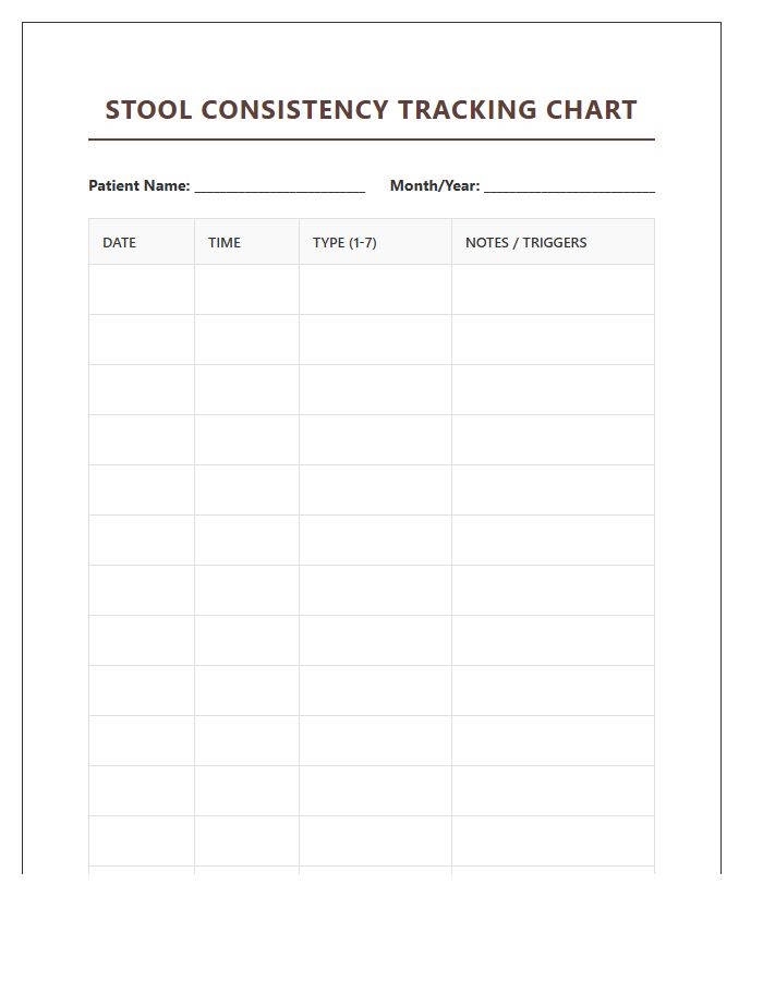 Printable Stool Consistency Tracking Chart