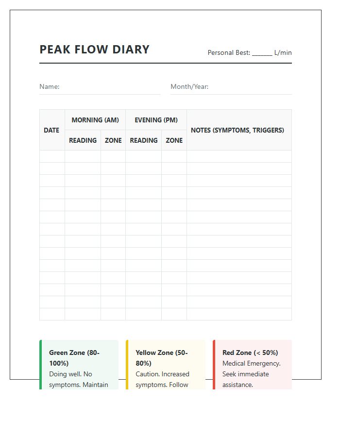 Peak Flow Meter Performance Chart Printable Format