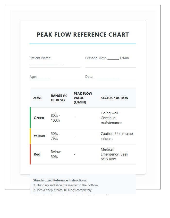 Standardized Peak Flow Meter Reference Chart Printable