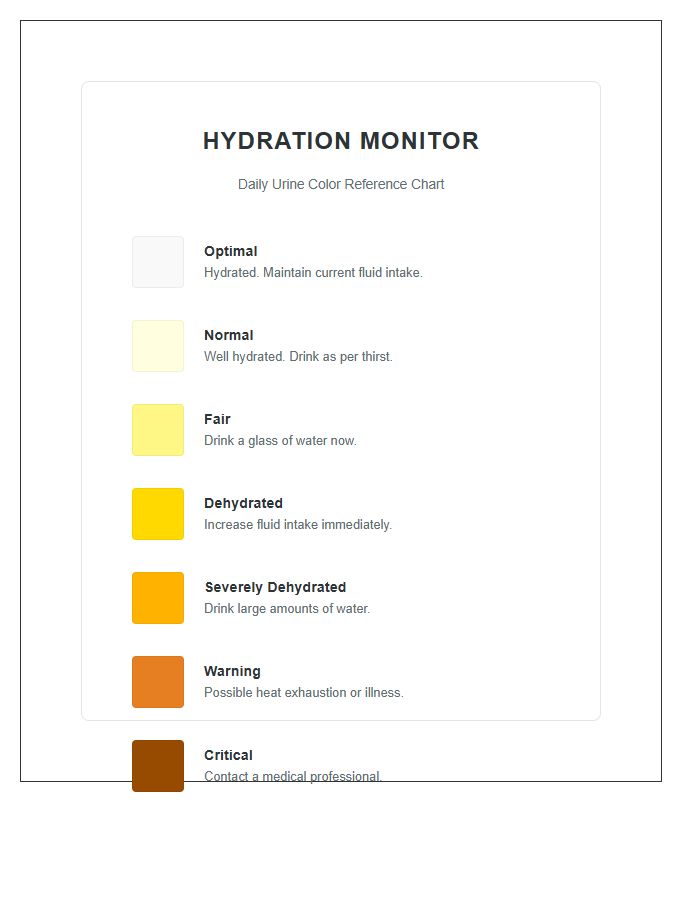 Hydration Level Monitoring Urine Color Chart Printable