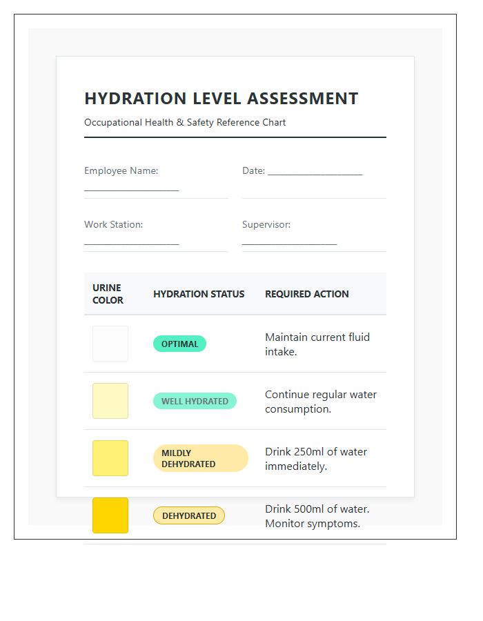 Occupational Health Hydration Level Assessment Printable Chart