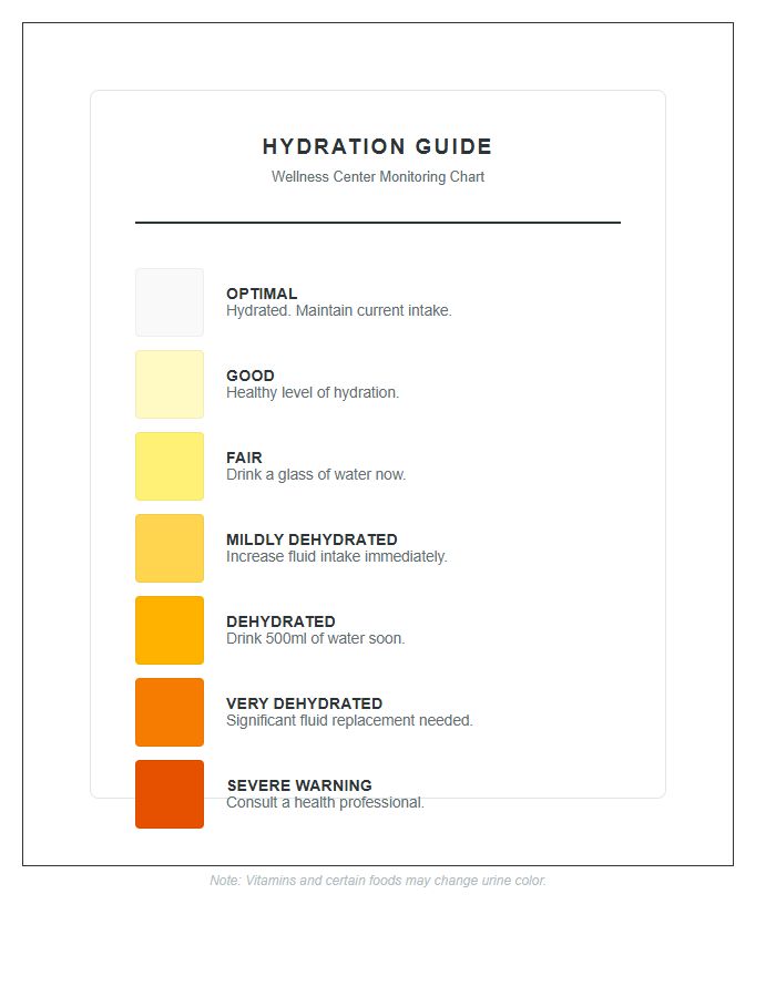 Wellness Center Hydration Level Urine Chart Printable