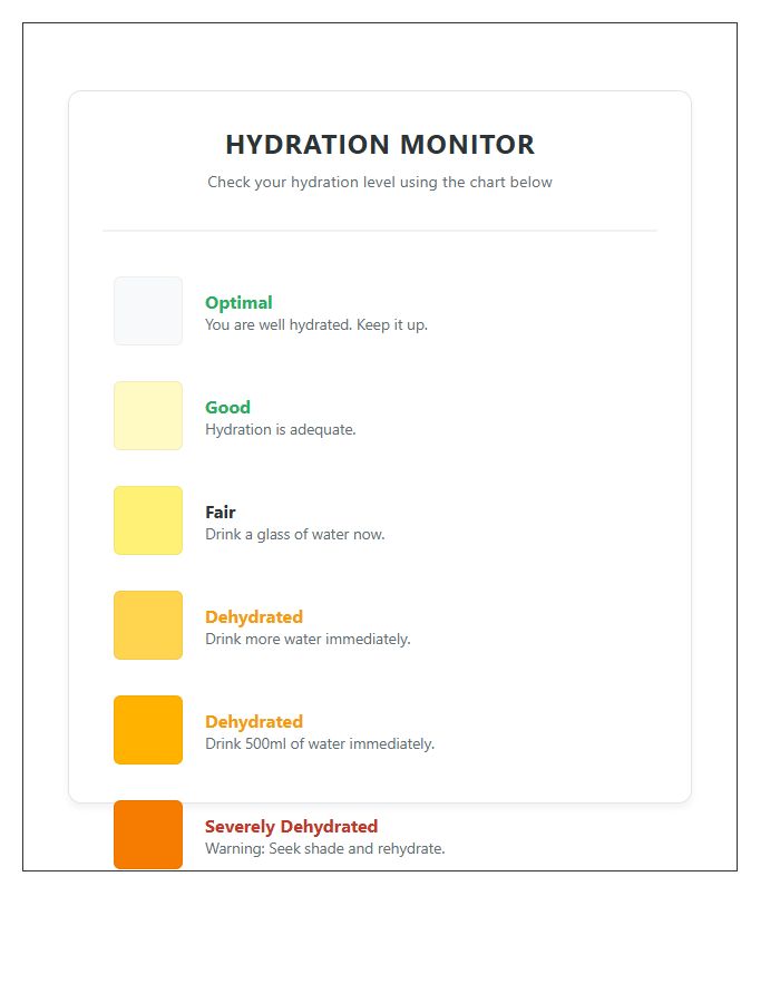 Workplace Safety Hydration Level Urine Color Chart Printable