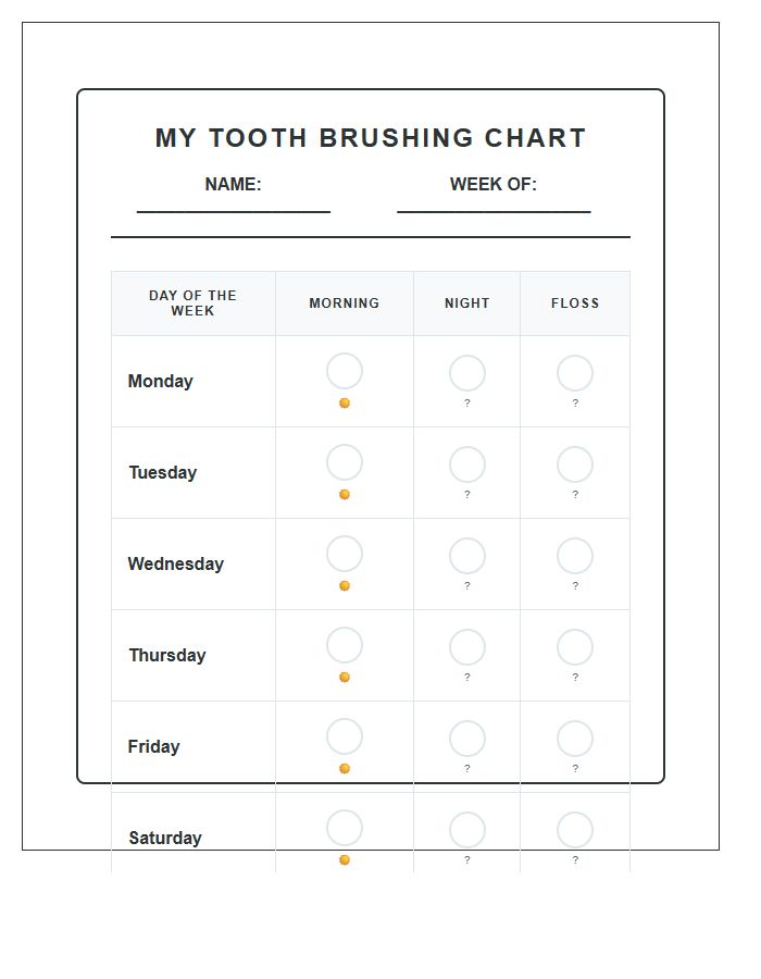 Printable Tooth Brushing Motivation Chart