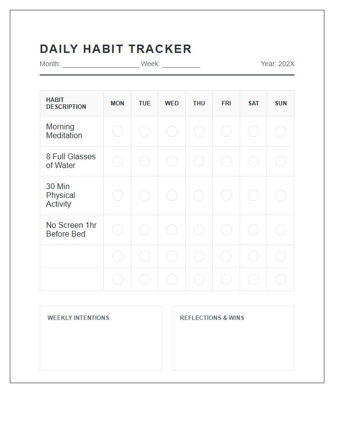 Habit Formation Daily Printable Chart
