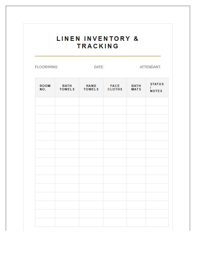 Luxury Hotel Towel Tracking Printable Chart