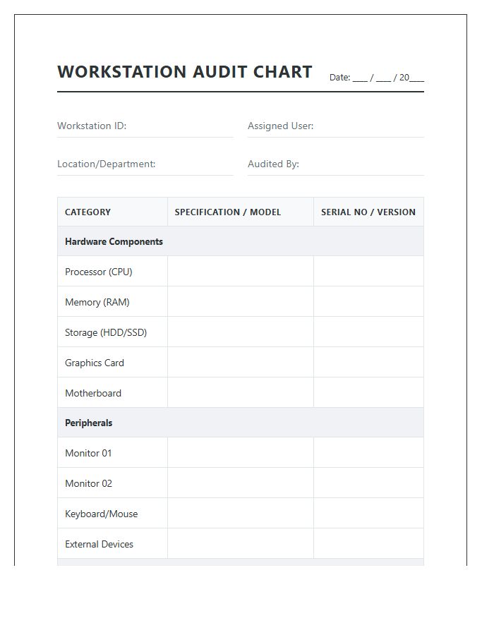 Workstation Hardware And Software Audit Printable Chart