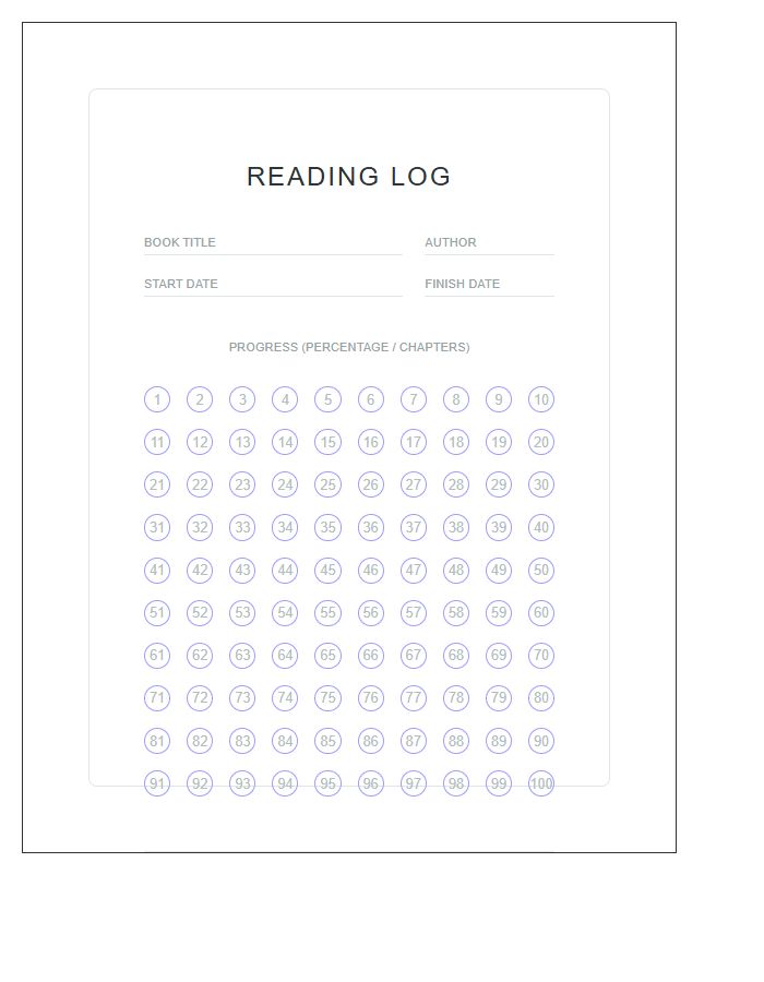 Book Reading Progress Printable Chart