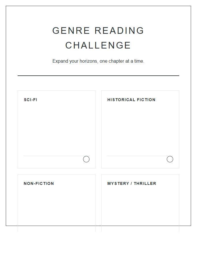 Genre Reading Challenge Printable Chart