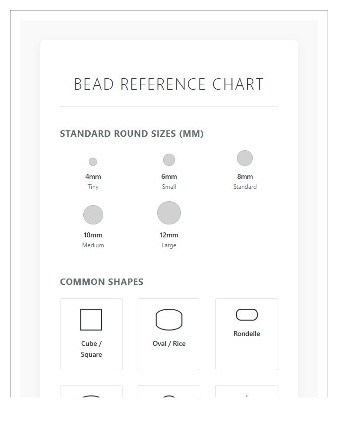 Bead Size And Shape Printable Chart