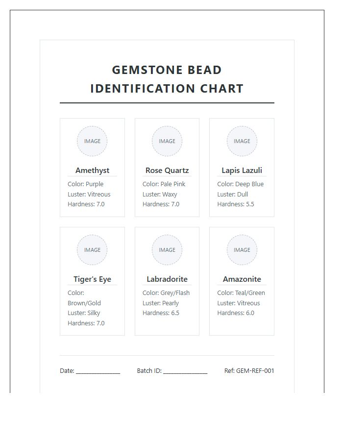 Gemstone Bead Identification Printable Chart
