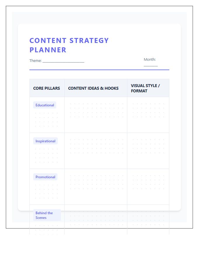 Creative Content Theme Printable Chart