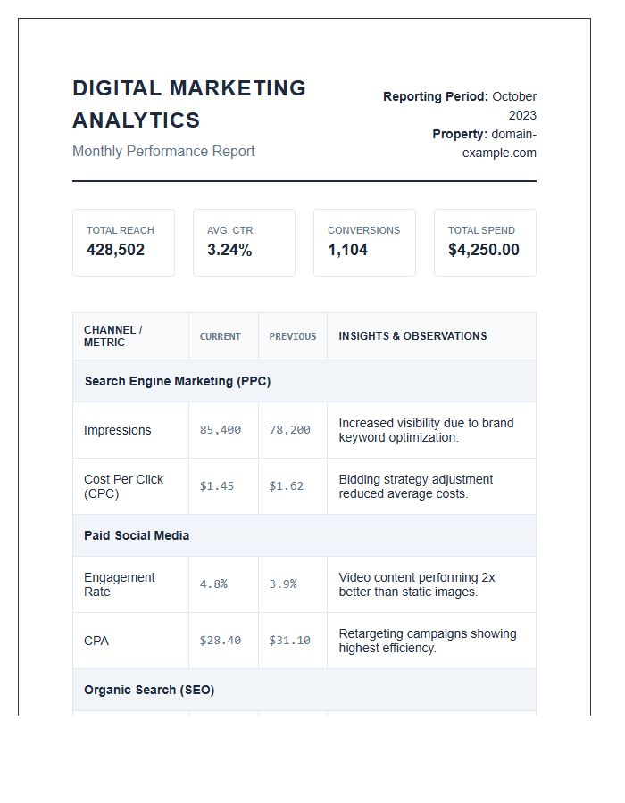 Digital Marketing Analytics Printable Chart