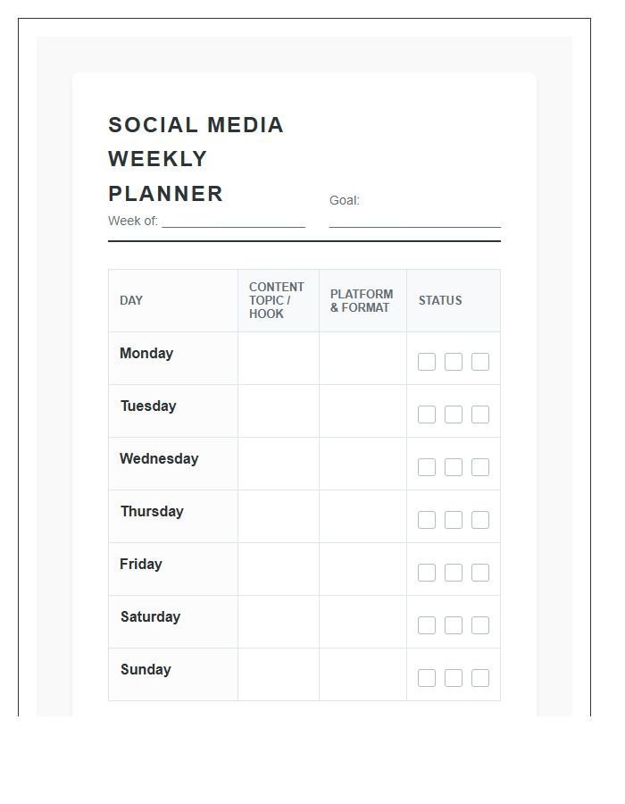 Small Business Posting Printable Chart