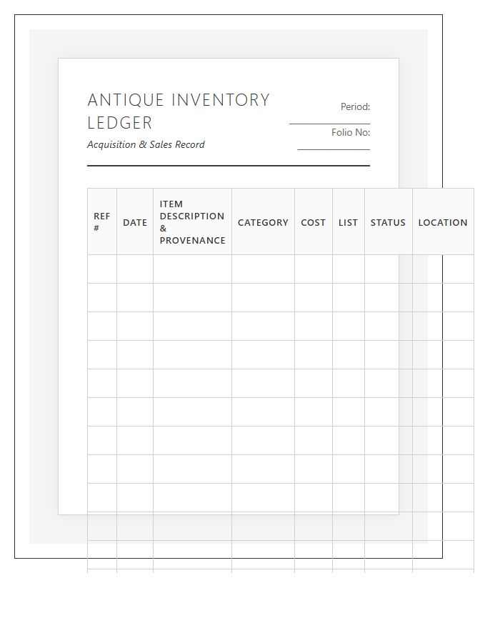 Professional Antique Dealer Ledger Chart Printable