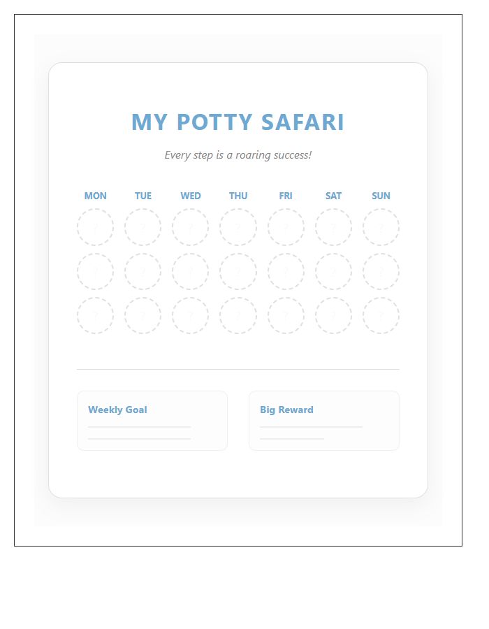 Animal Theme Toddler Potty Printable Reward Chart