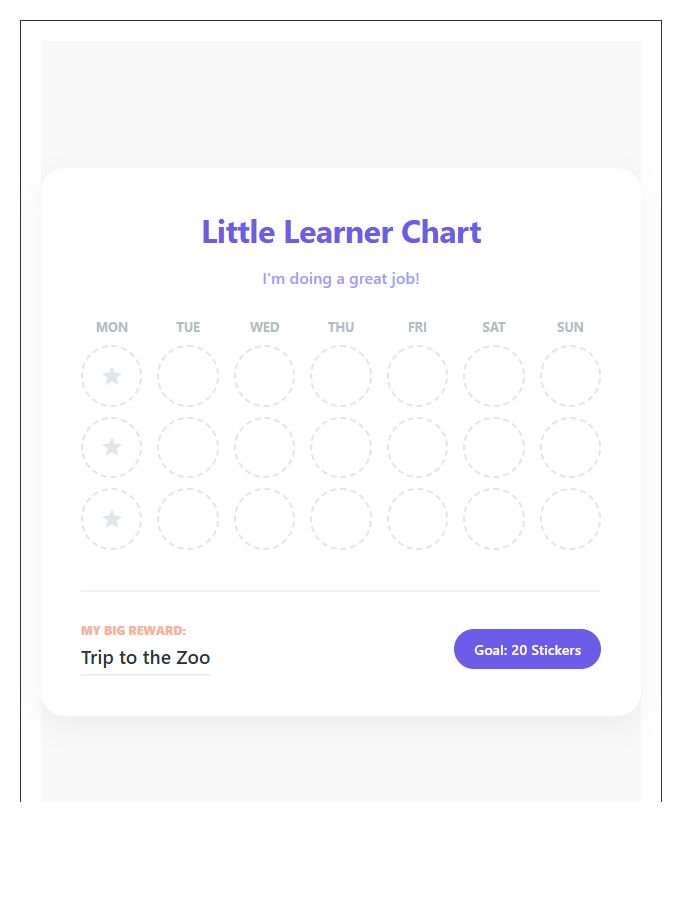 Little Learner Potty Training Printable Reward Chart