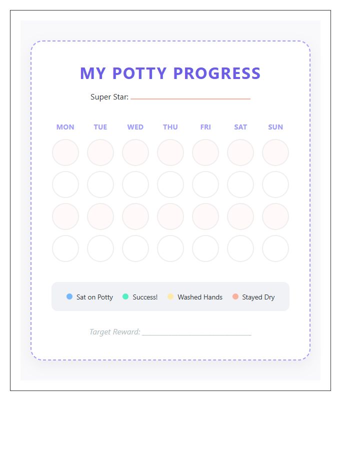 Toddler Toilet Training Printable Reward Tracking Chart