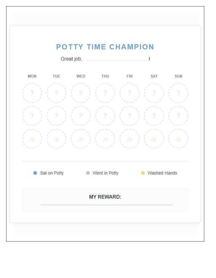 Visual Toddler Potty Training Printable Reward Chart