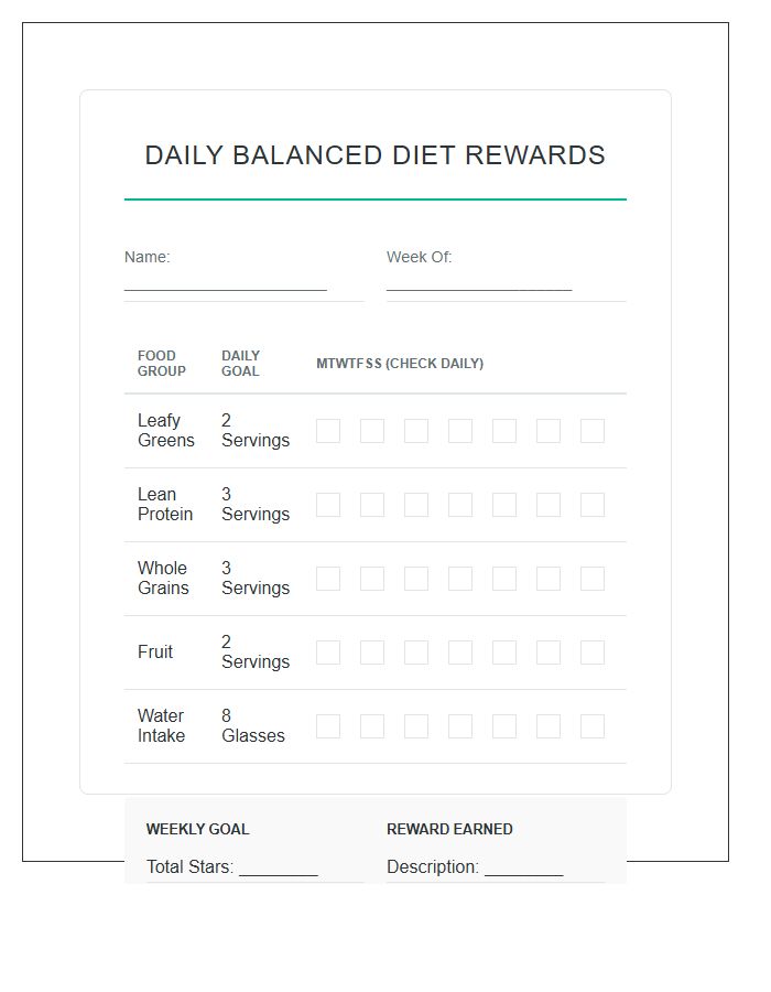 Daily Balanced Diet Rewards Printable Chart