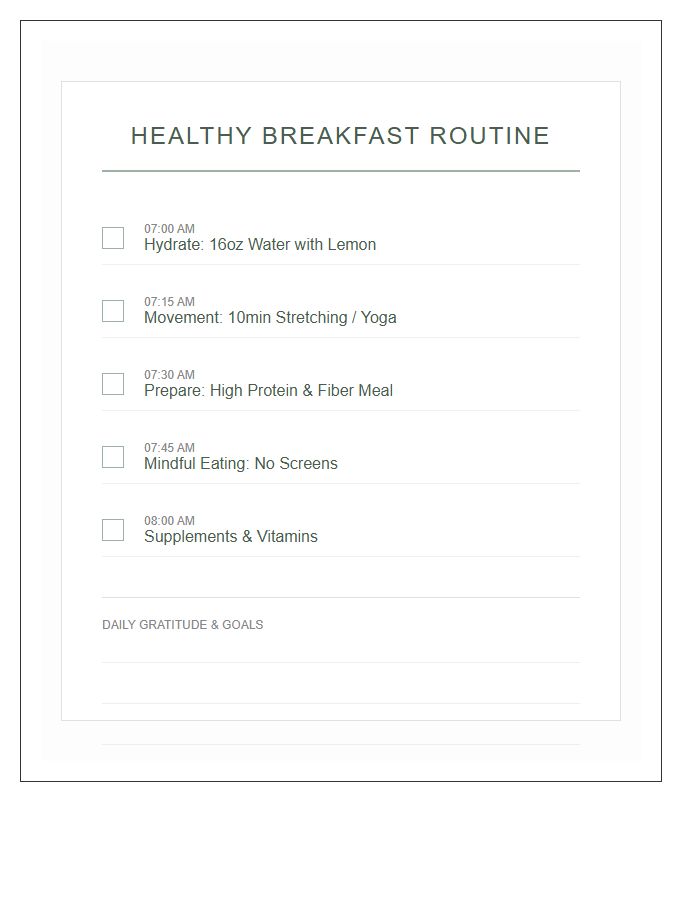 Healthy Breakfast Routine Printable Chart