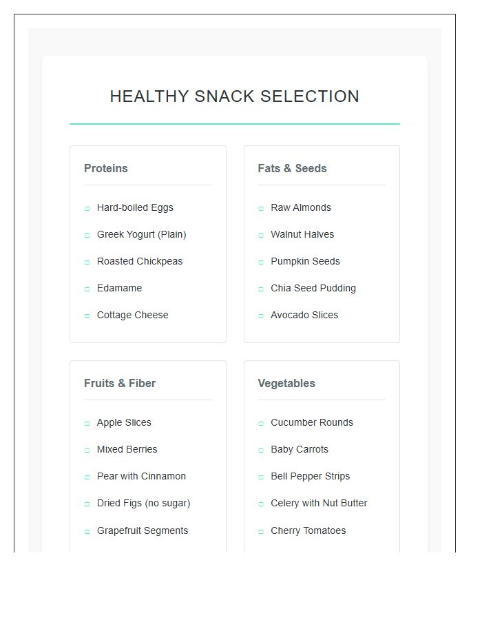Healthy Snack Selection Printable Chart
