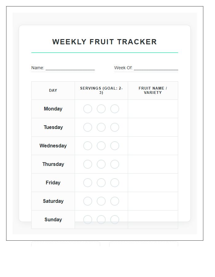 Weekly Fruit Eating Rewards Printable Chart