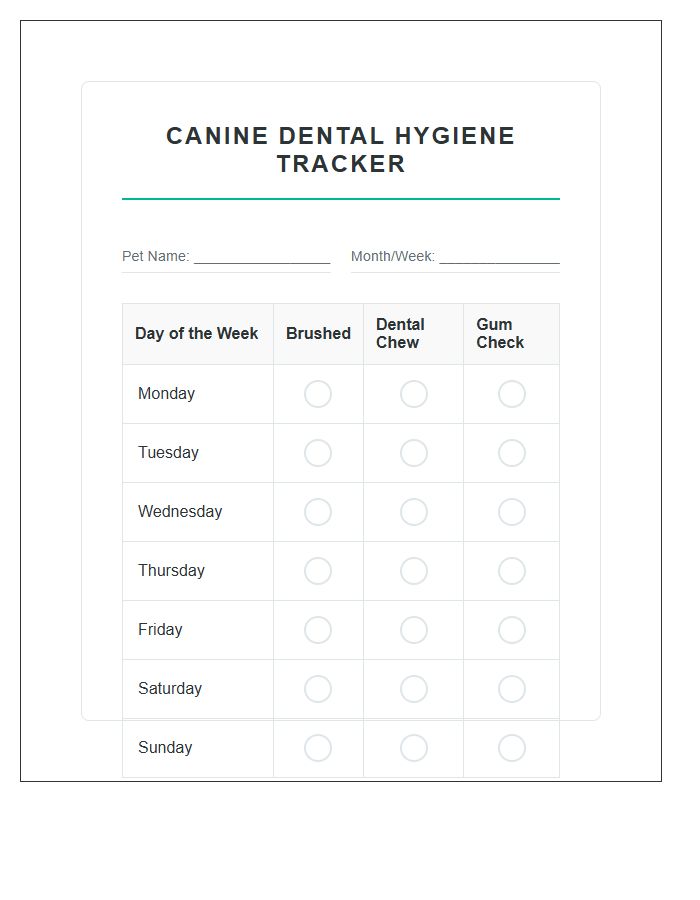 Canine Dental Hygiene Rewards Printable Chart
