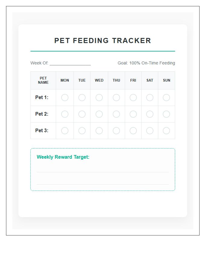 Multi Pet Feeding Rewards Printable Chart