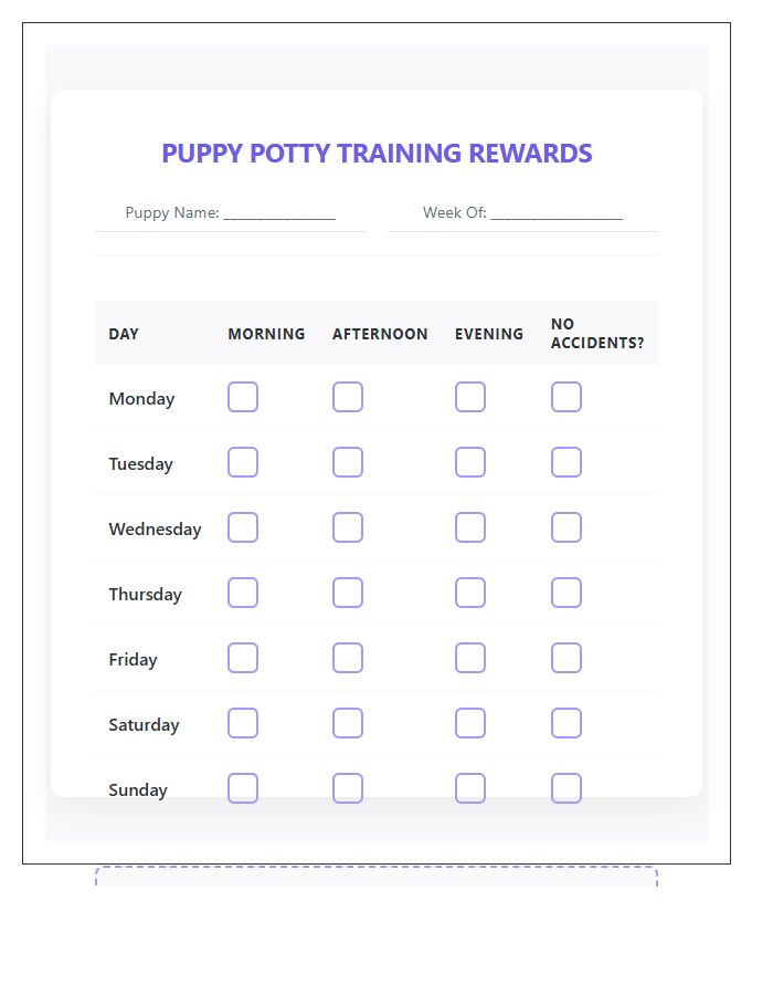 Puppy Potty Training Rewards Printable Chart