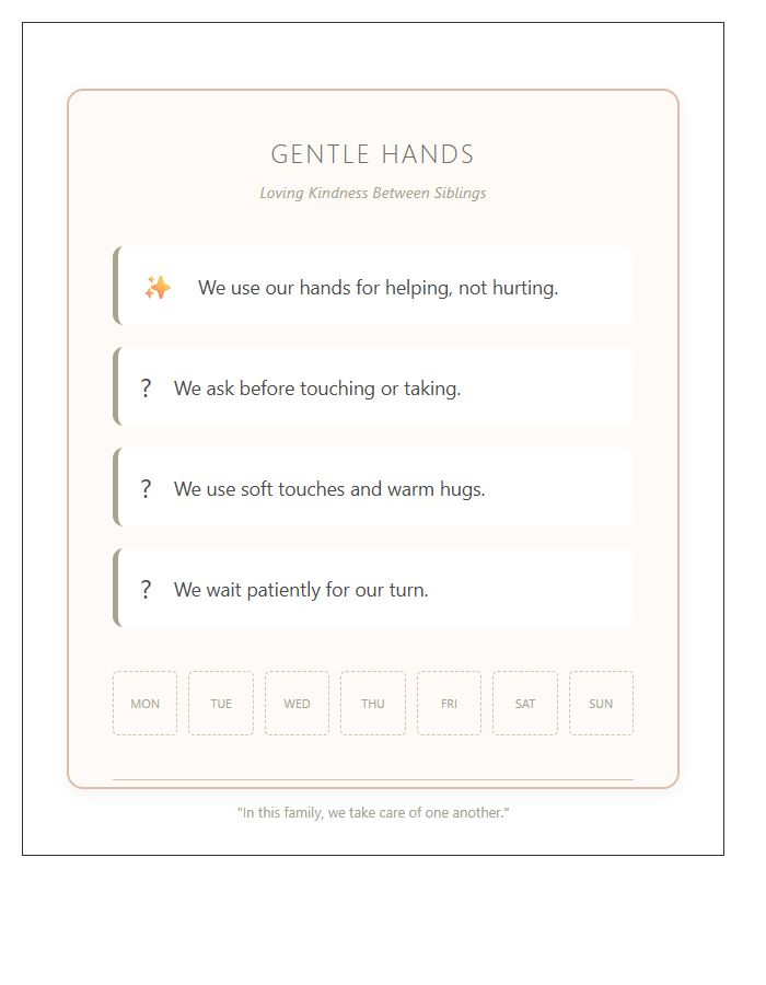Gentle Hands Sibling Printable Chart