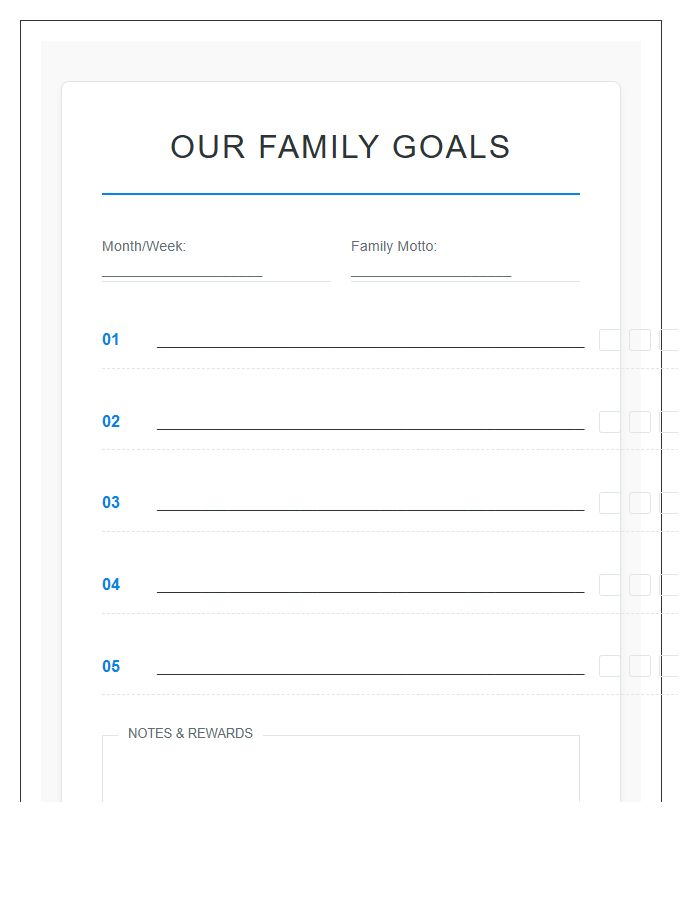 Group Family Goal Printable Chart