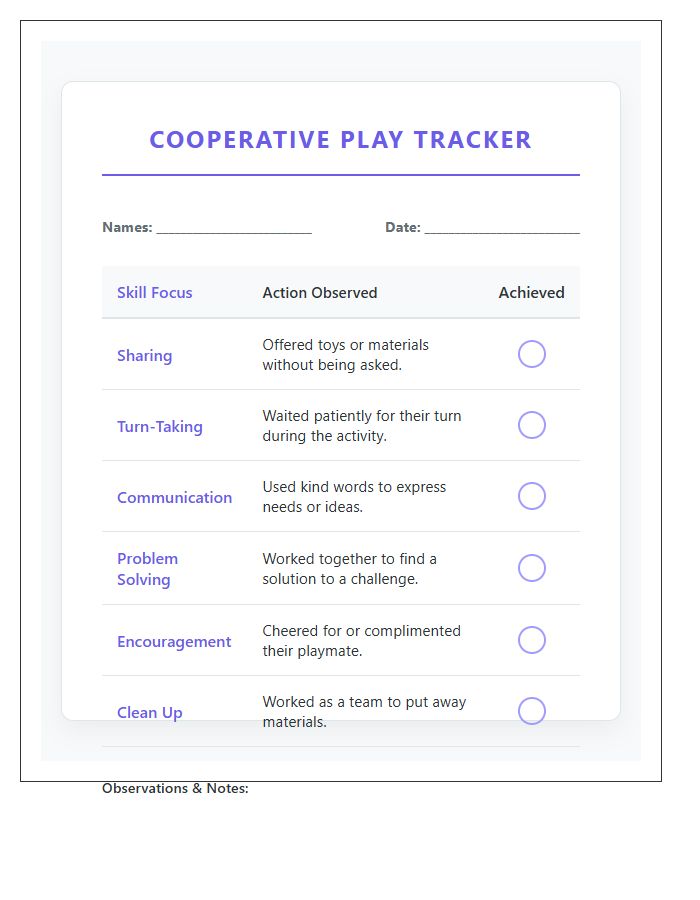 Kids Cooperative Play Printable Chart