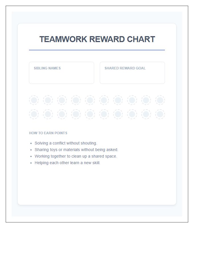 Sibling Shared Reward System Printable Chart