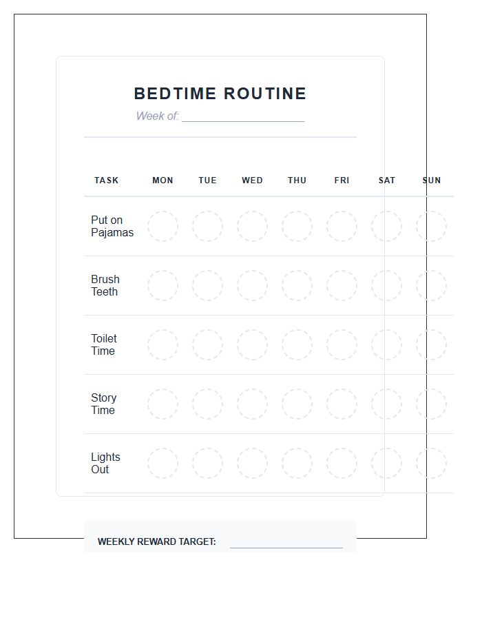 Sticker Based Bedtime Routine Rewards Printable Chart