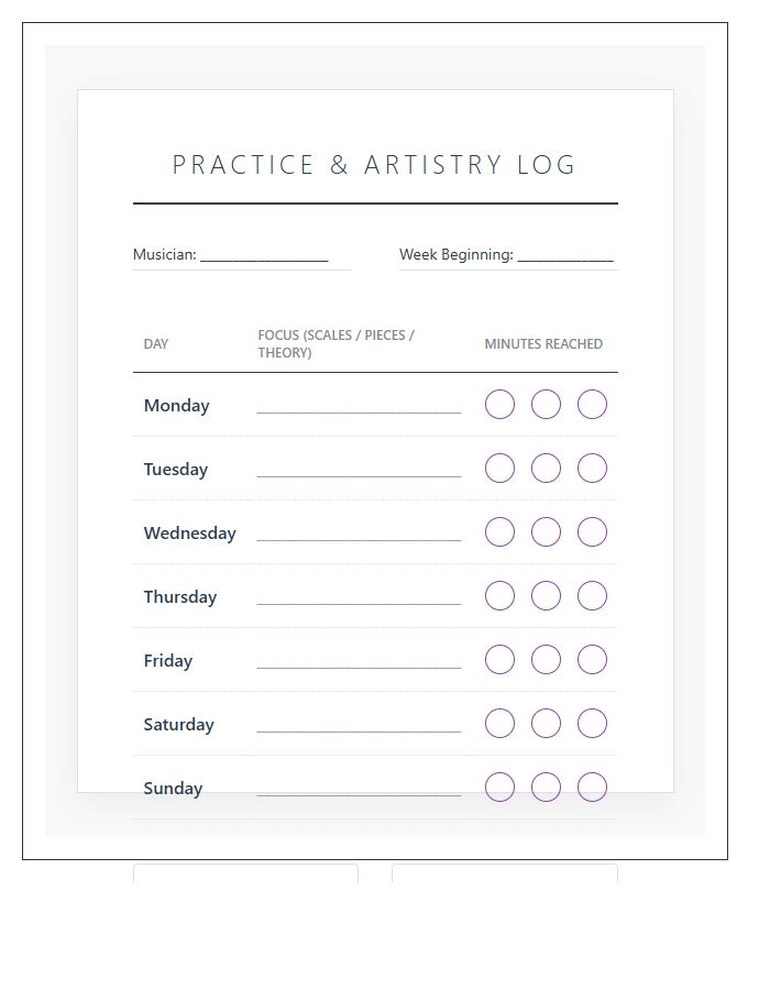 Classical Music Practice Rewards Printable Chart