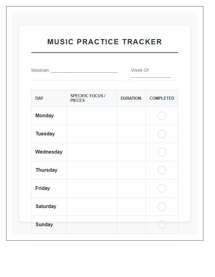 Consistent Music Practice Reward Printable Chart