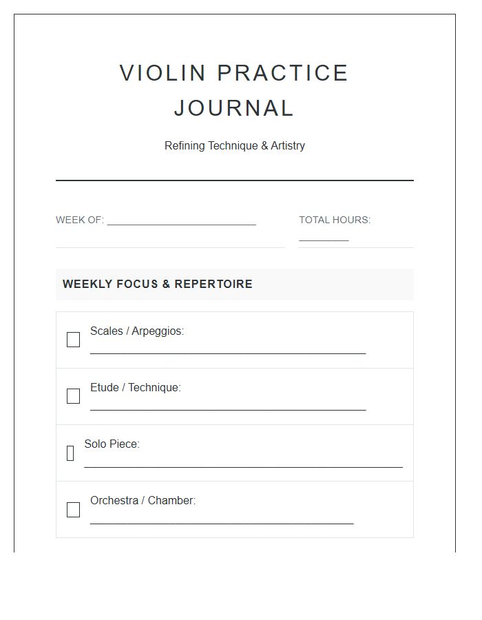 Violin Practice Goal Printable Chart