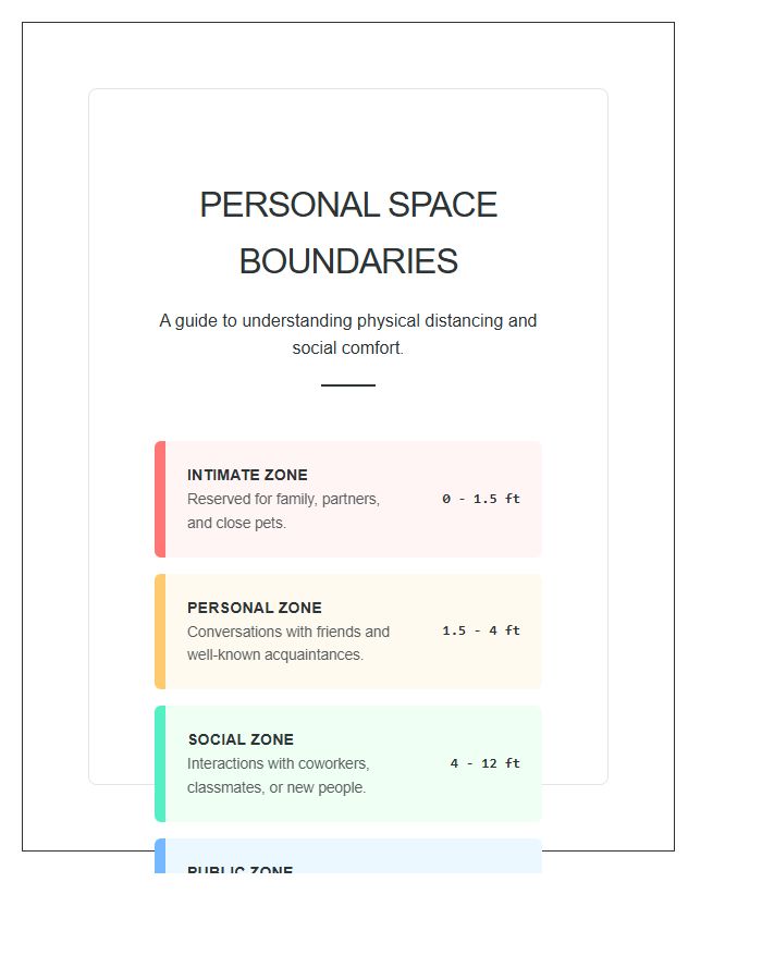 Personal Space Boundaries Printable Chart