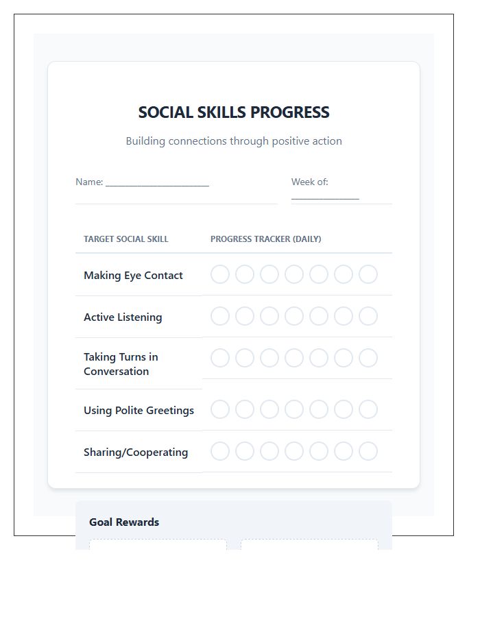 Social Skills Progress Rewards Printable Chart