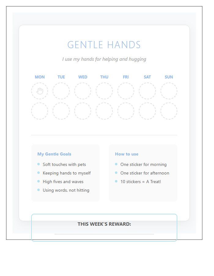 Toddler Gentle Hands Rewards Printable Chart