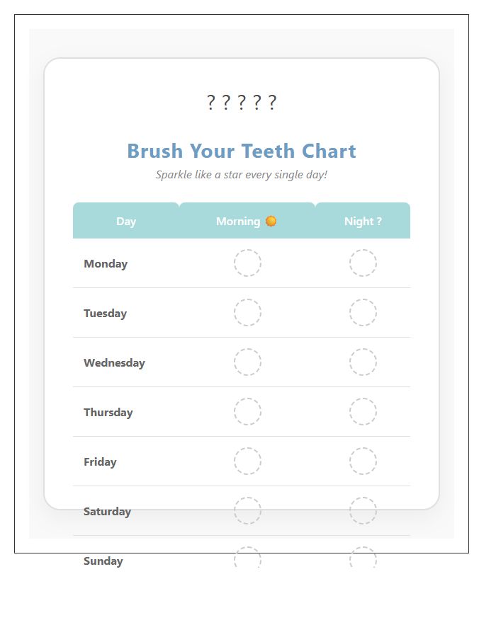 Cute Animal Theme Tooth Brushing Rewards Printable Chart