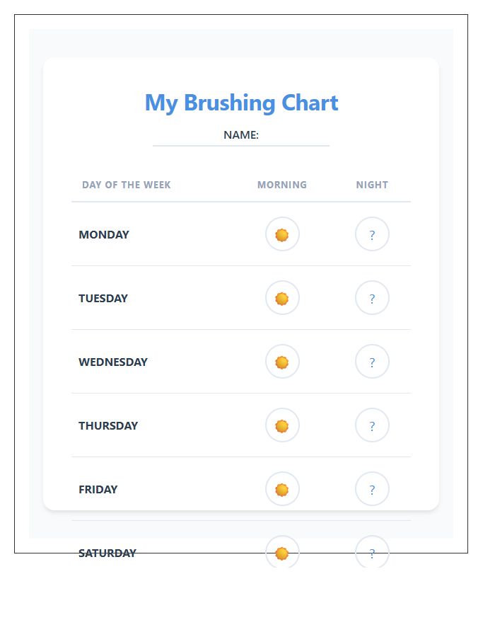 Kids Morning And Night Tooth Brushing Printable Chart