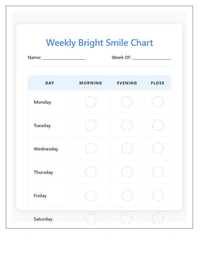 Positive Reinforcement Tooth Brushing Rewards Printable Chart