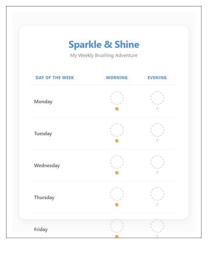 Preschool Tooth Brushing Rewards Printable Chart With Prizes