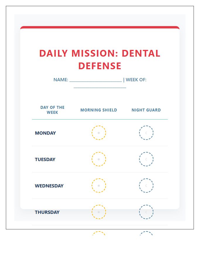 Superhero Theme Tooth Brushing Rewards Printable Chart