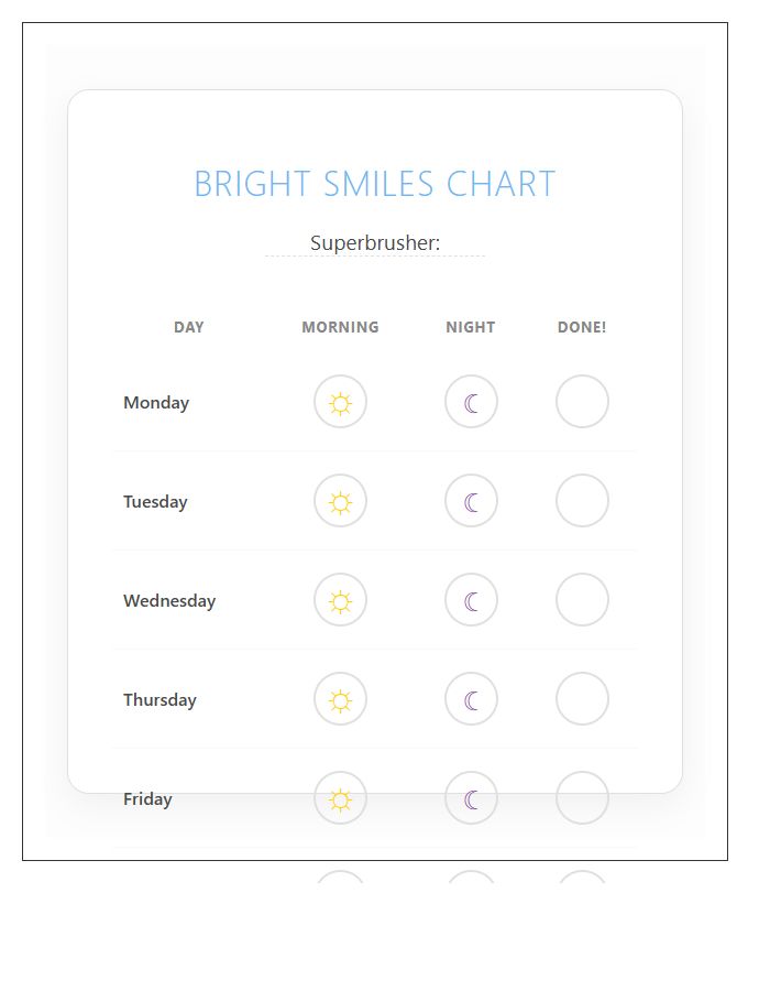 Toddler Tooth Brushing Rewards Printable Chart
